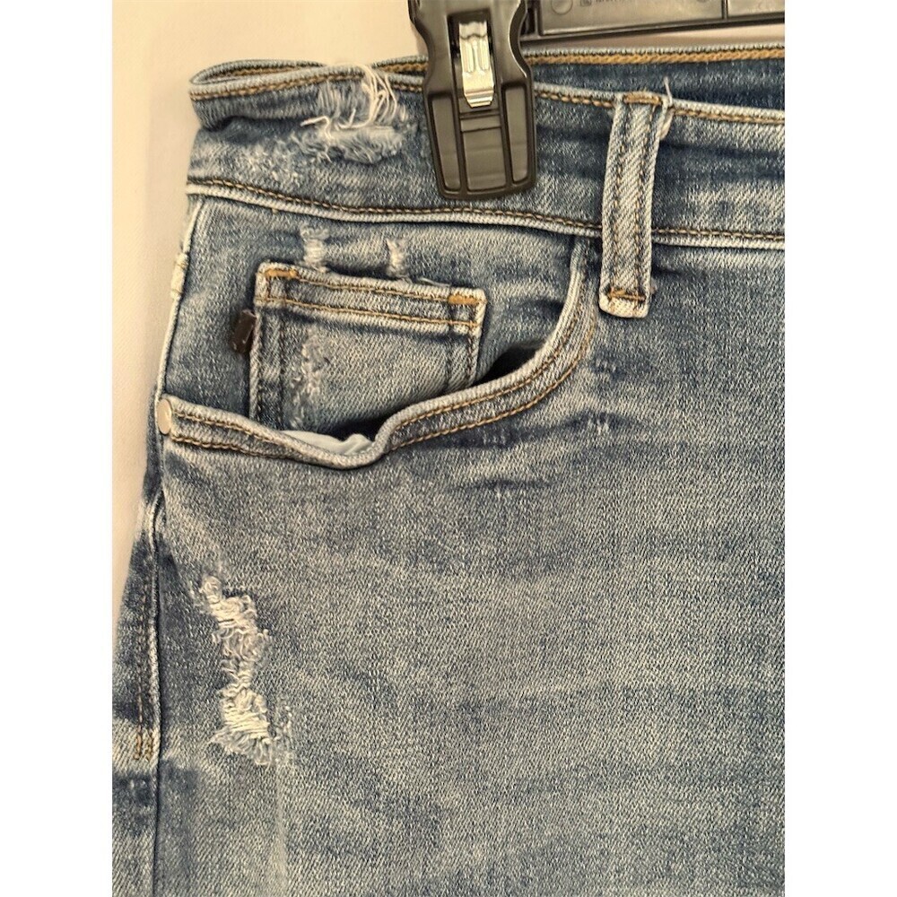 Judy Blue Jeans Womens Size M Blue High Rise Distressed Straight Crop - Picture 6 of 16